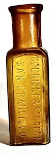 CRUDE TINY YELLOW AMBER SAN FRANCISCO DRUGGIST BOTTLE BOERICKE & SCHRECK - Picture 1 of 7