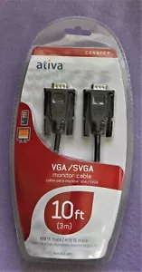 Ativa VGA/SVGA Monitor Cable 6 Feet HDB 15 Male/ HDB Male Connect Monitor to PC - Picture 1 of 1