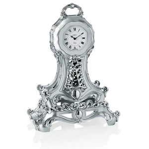 Italian Silver Resin Table Pendulum Clock, Baroque Style, Hand Made - Picture 1 of 1