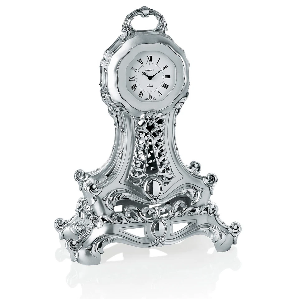 Italian Silver Resin Table Pendulum Clock, Baroque Style, Hand Made - Image 1 of 1