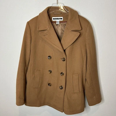 Kristen Blake Double Breasted Pea Coat Sz XL Camel Beige Lambswool Blend - Image 1 of 4