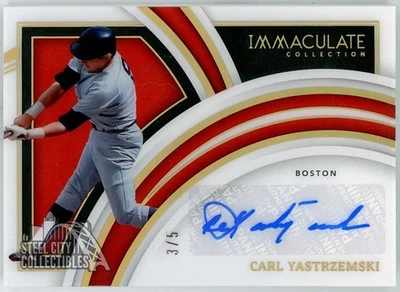 Tarjeta autógrafa Carl Yastrzemski 2022 Panini Immaculate Holo Gold #CIS-CY 3/5 Foto 1 de 2