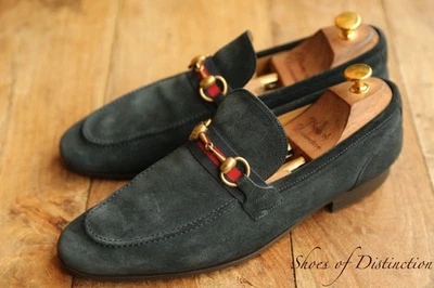 Gucci Azul Marino Gamuza Cuero Latón Bit Mocasines Zapatos Para Hombre UK 9 US 10 EU 43 Foto 1 de 4