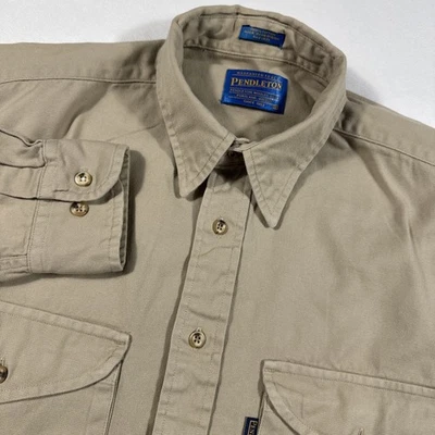 Camisa Pendleton Para Hombres M Caqui Tostado Safari Caza Aire Libre LS Abotonada 2 Bolsillos Foto 1 de 4