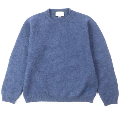 GUCCI sweater GG embroidered crew neck knit Navy wool mens XL 636327 - Image 1 of 4