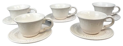 Xícara e pires barrocos American Atelier chá de café plano - Conjunto de 5 - Imagem 1 de 4