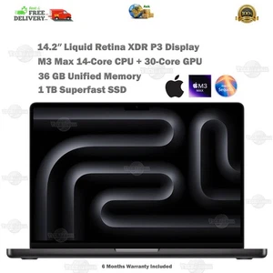 Apple MacBook Pro 14,2" pollici MFGYR 2024 M3 MAX 36 GB RAM 1 TB SSD laptop garanzia - Foto 1 di 24