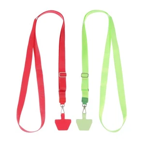 2 szt. Smycz do smartfona z 2 łatkami, czerwona / jasnozielona (73-50cm) - Zdjęcie 1 z 6