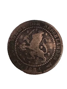 1884 1 Cent NIEDERLANDE polierte Münze - Bild 1 von 2