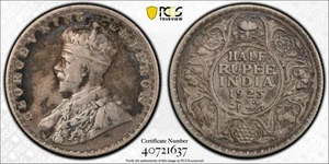 India British 1923 • 1/2 Rupee Silver. PCGS VF Detail. Environmental Damage - Picture 1 of 2