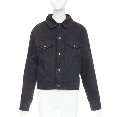 SAINT LAURENT 2018 black classic washed denim snap buttons trucker jacket M - Image 1 of 4