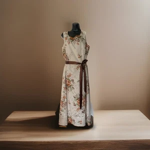 Coldwater Creek Damen 20 Blumen mittelbraun Stadt Tee Kleid Bx12 - Bild 1 von 11