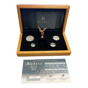 Libertad 2013 Pure Silver BU & Proof Coin Set of 4 Mexico - Picture 1 of 8