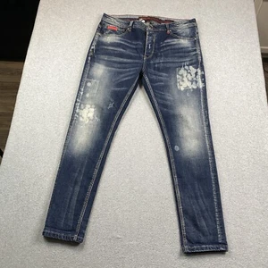 HardSoda Jeans Mens 38x32 Skinny Fit Stretch Denim Button Fly Streetwear Preppy - Picture 1 of 22