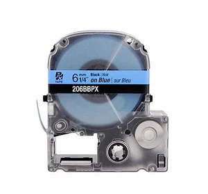 Epson 206BBPX Black on Blue PX Tape 1/4" KSun 206BB - Picture 1 of 3