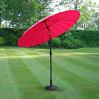 Large Garden Parasol Pink Outdoor Umbrella 2.6m Sun Shade Crank & Tilt Canopy 