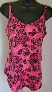 OP Juniors Womens Shirt Size L Large 11/13 Pink Black Leopard Print - Picture 1 of 24