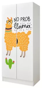 Weiß zweitüriger Kleiderschrank - Roma - Möbel für Kinder, Thema: Happy Lama 37L - Bild 1 von 11