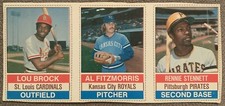 1976 HOSTESS 3 CARD PANEL LOU BROCK/AL FITZMORRIS/RENNIE STENNETT RARE!