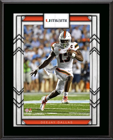 Deejay Dallas Miami Hurricanes 10.5" x 13" Sublimated Player Plaque Cover