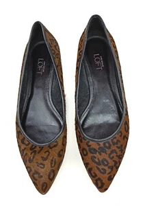 Ann Taylor Loft Point Toe Leopard Texture Print Flats Size 8 Brown Black - Picture 1 of 8