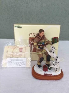 RARE 2002 Limited Edition Vanmark Canine's Christmas Figurine Fireman Dalmation - Picture 1 of 8