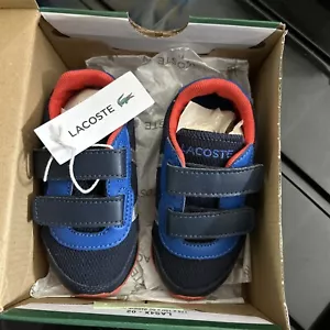 Lacoste Boys Infants Partner Textile Baby Trainers Size UK 5 EU 21 BNIB NEW - Picture 1 of 7