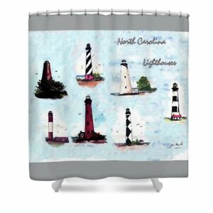 NC Lighthouse shower curtain Bath decor,Beach gifts,Beach house decor,beach art 