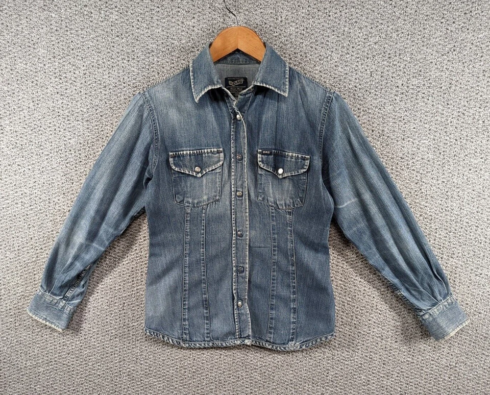 Chaqueta Camisa Chaqueta GAS Street Mood Para Mujer Vintage Retro Denim con Botones Talla XS Foto 1 de 4