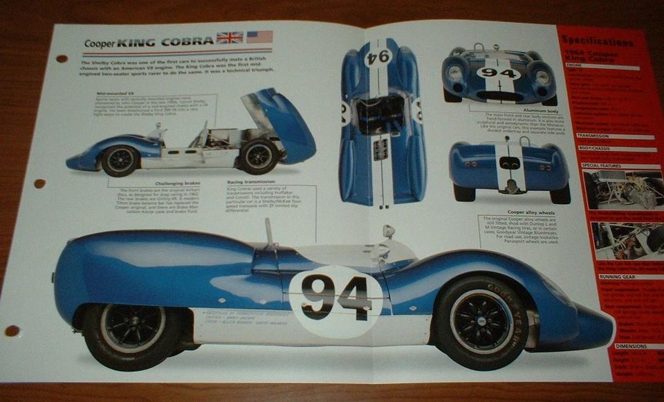 Ac Shelby King Cobra 1964 original Imp folleto especificaciones información 64 63 Foto 1 de 1