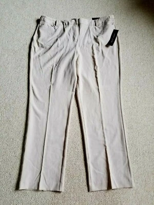 NWT Womens Pants-LARRY LEVINE-beige stretch slim leg "Flattering Fit" Classic-16 - Image 1 of 4