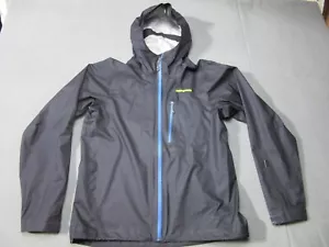 Patagonia Rain Jacket Mens Medium Black Long Sleeve Outdoor Hooded Full Zip - Picture 1 of 12