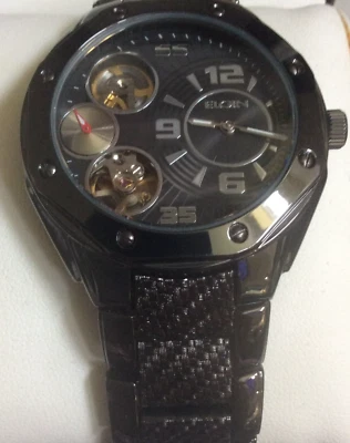 Reloj Automático Elgin Para Hombre Redondo Esfera Negra en Banda Enlazada Gunmetal ¡Nuevo en Caja! Foto 1 de 4