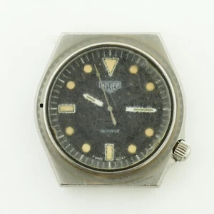 HEUER 1000 980.004/1 LUME MARKERS BLACK DIAL S.S. WATCH HEAD FOR PARTS / REPAIRS - Picture 1 of 5