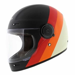 Original Vega Vintage Casco de Moto Cara Completa - Primitivo Mate Negro Rojo b... - Imagen 1 de 8