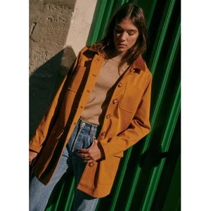 Abrigo Chaqueta Sezane Arthur Parka Ocre 34 EE. UU. 2 Cuello Pana Con Capucha Gran Tamaño - Imagen 1 de 12