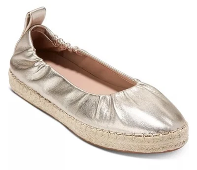 Cole Haan Ballet Flats Silver Espadrille Slip on Leather 6.5 - Image 1 of 4