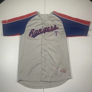 Maglia uomo MLB Texas Rangers cucita taglia media grigio blu rosso - Foto 1 di 8