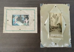2 Antique Fancy Adorned Prayer Cards..1 Celluloid Framed..1 Vellum Framed - Picture 1 of 6