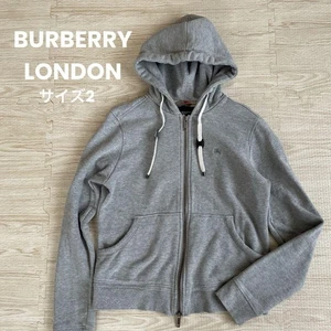 BURBERRY LONDON Gray Hoodie Sweatshirt - Size 2 - Embroidered Logo, Nova Check - Picture 1 of 15