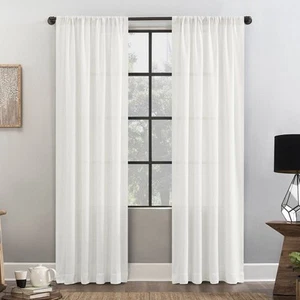 84"x52" Waffle Texture Anti-Dust Light Filtering Curtain Panel White - Clean - Picture 1 of 8