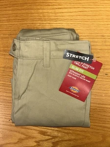 New Girl’s Khaki Slim Fit Straight Leg Twill Pants Size 7 - Picture 1 of 2