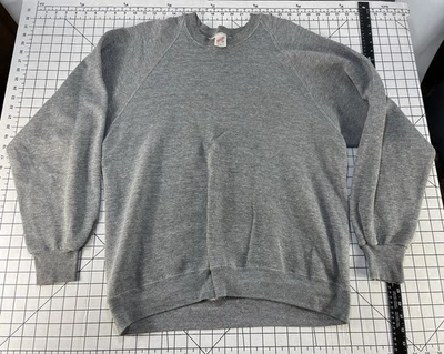 Vintage 80s  Distressed Thin Heather Grey Rayon Tri Blend Sweatshirt Fitness Cre - Image 1 of 4