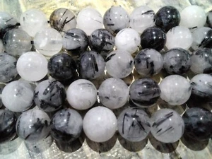 Natural Black Rutilated Quartz 10mm, Approx 19pce, Free post. Oz Seller - Picture 1 of 3