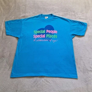 Vintage Hanes T-Shirt Mens XL Blue Heavyweight Single Stitch Special Places Top - Picture 1 of 10