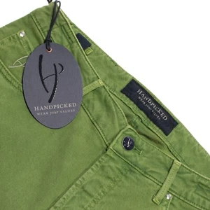 Handpicked NWT 5 Pocket Jean Cut Pants Size 32 US In Solid Green Cotton Blend - Picture 1 of 18