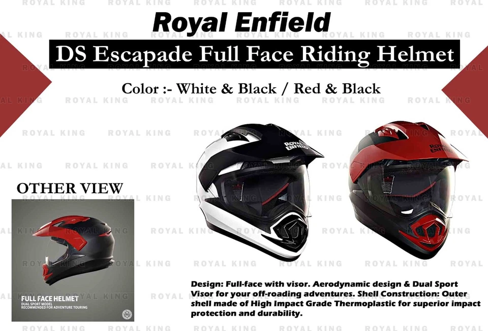 CASCO ROYAL ENFIELD "DS ESCAPADE CON VISERA TRANSPARENTE" BLANCO Y ROJO Foto 1 de 1