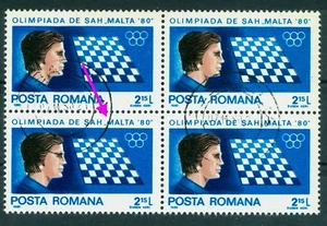 1980 Chess,MALTA Olympiad,Scacchi,Echecs,Schach,Romania,3749/4,variety ERROR,VFU - Picture 1 of 3