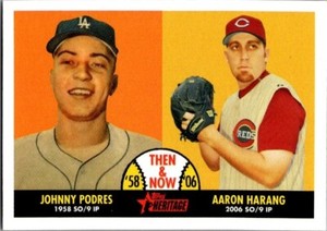 2007 Topps Heritage Then and Now TN6 Johnny Podres / Aaron Harang