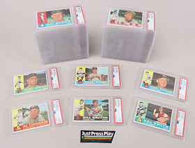 Lot of 51  1960 Topps Baseball Cards PSA Graded 5, 6, 7 Beautiful Sharp Bright!